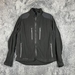 SCOTTeVEST Jacket Mens Medium Black Fleece Lined Softshell TEC Travel Pockets